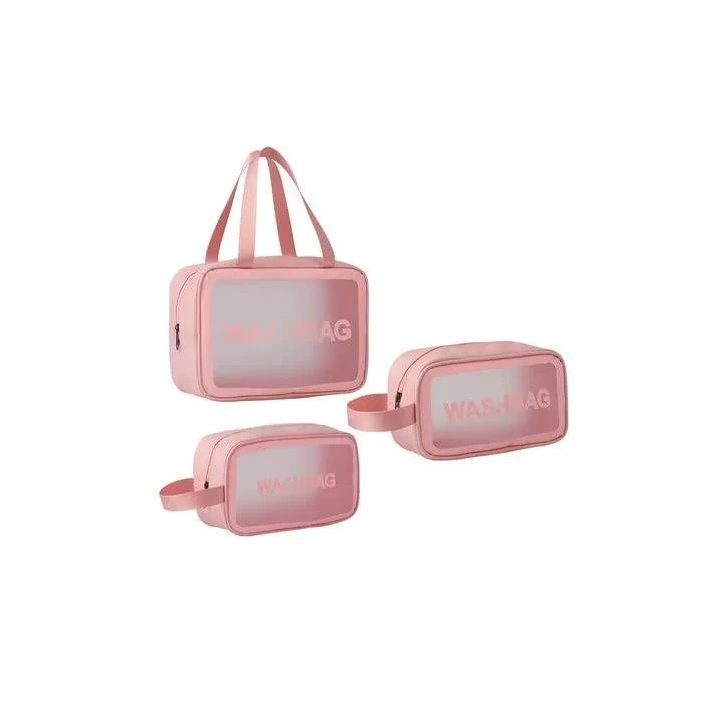 ECARLA zestaw 3 kosmetyczek WASHBAG Pudrowy róż KS83