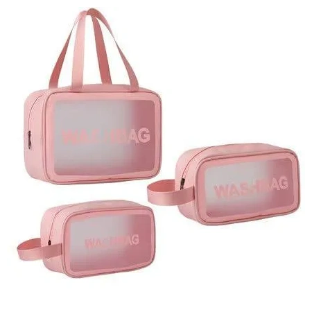 ECARLA zestaw 3 kosmetyczek WASHBAG Pudrowy róż KS83