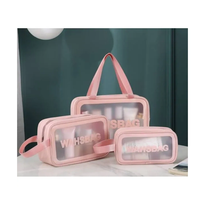 ECARLA zestaw 3 kosmetyczek WASHBAG Pudrowy róż KS83