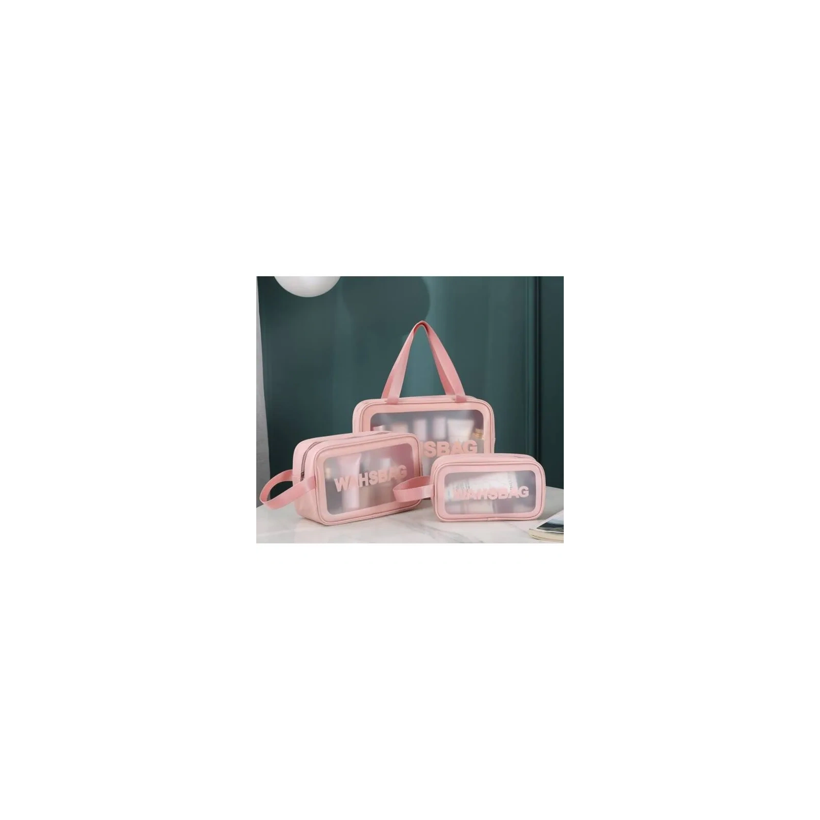 ECARLA zestaw 3 kosmetyczek WASHBAG Pudrowy róż KS83