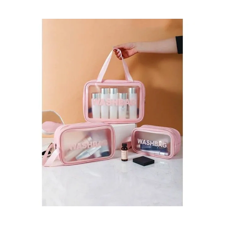ECARLA zestaw 3 kosmetyczek WASHBAG Pudrowy róż KS83