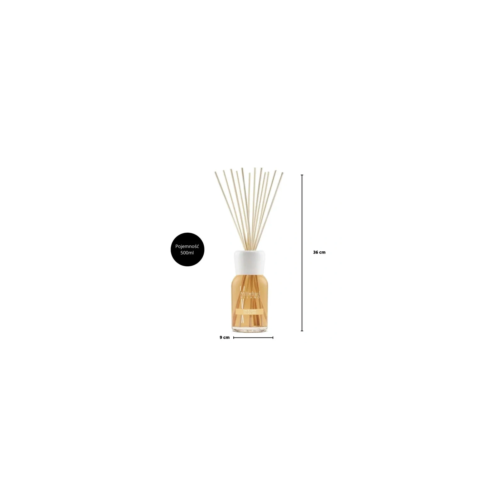 MILLEFIORI MILANO Diffuser pałeczki zapachowe Lime & Vetiver 500ml