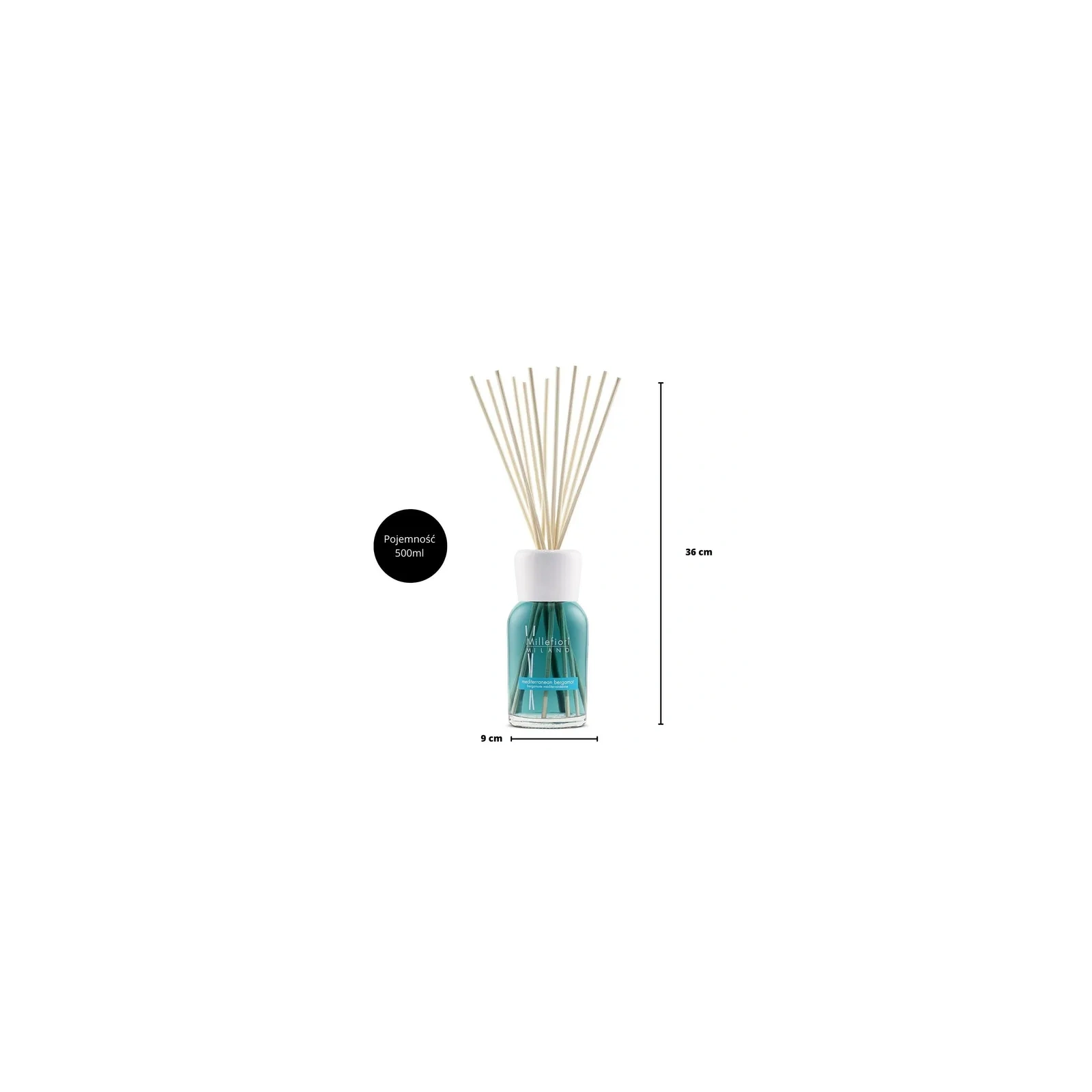 MILLEFIORI MILANO Diffuser pałeczki zapachowe Mediterranean Bergamot 500ml