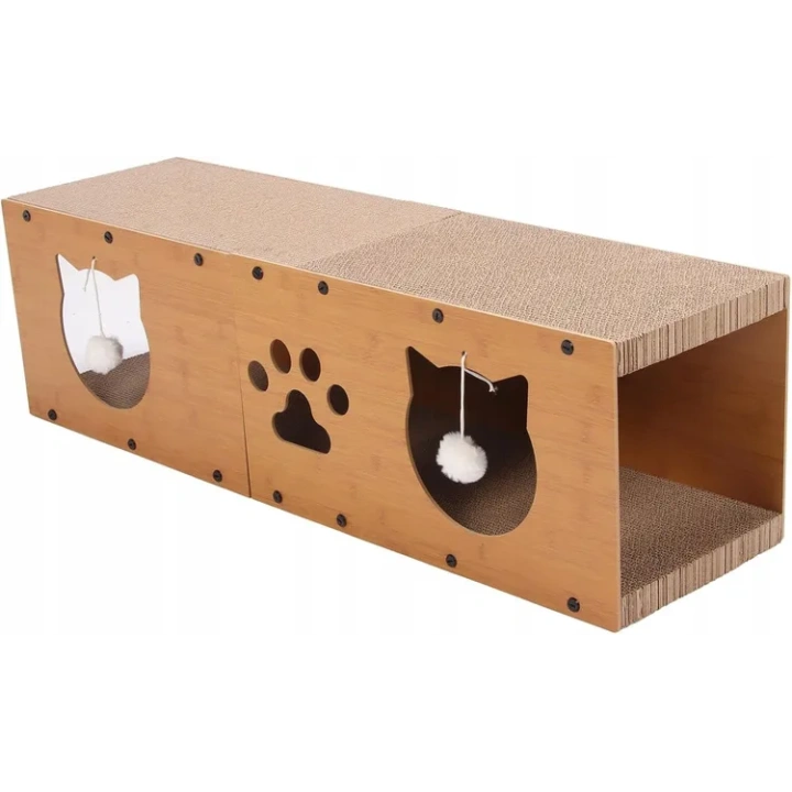 ECARLA drapak dla kota z zabawką, domek 100x29x30cm KOT20