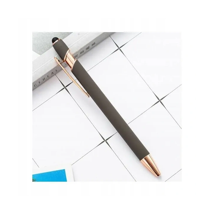 ECARLA długopis metalowy touch pen soft touch Szary DL05 