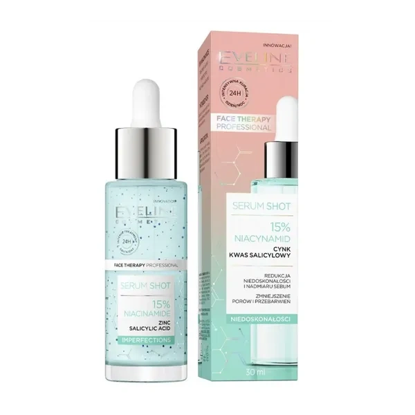 EVELINE Serum Shot 15% Niacinamide kuracja na niedoskonałości twarzy 30ml 