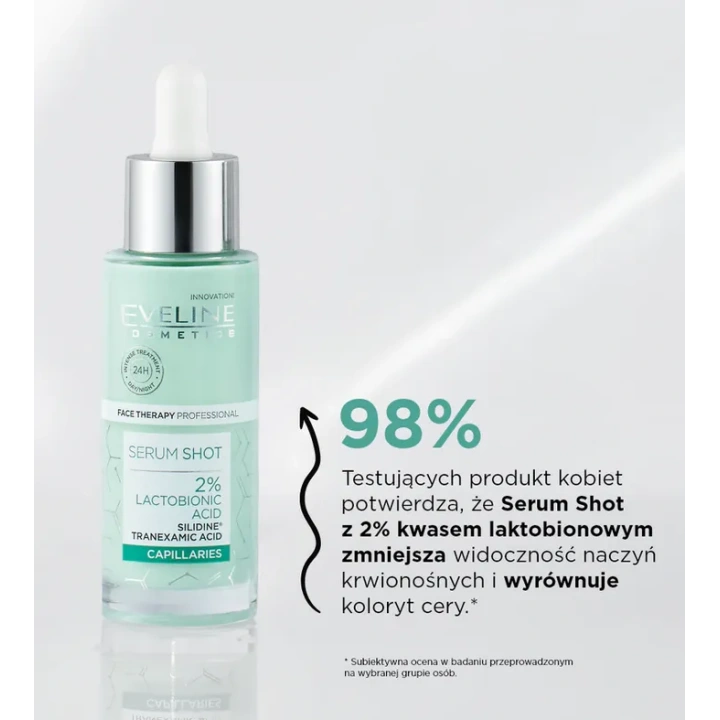 EVELINE Serum Shot wzmacniająca kuracja do twarzy 2% Kwas Laktobionowy 30ml