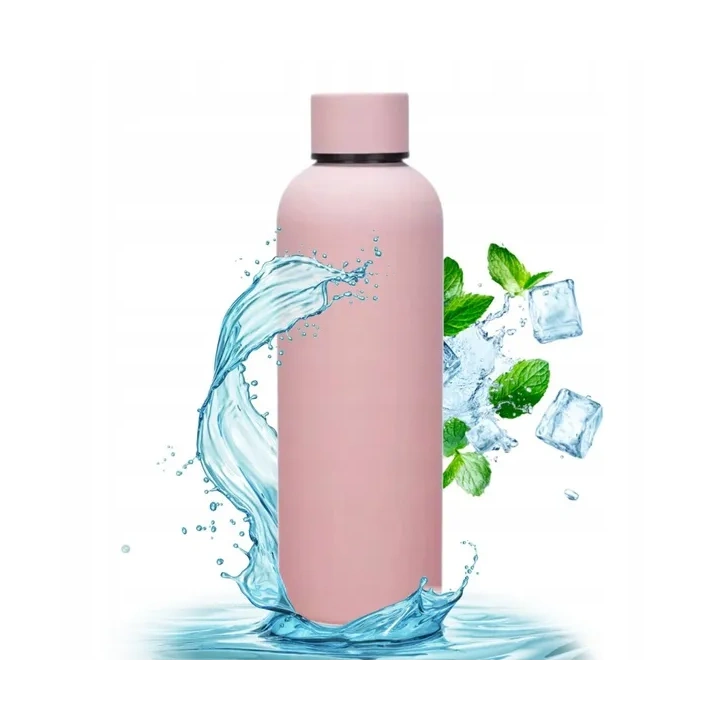 ECARLA bidon ze stali nierdzewnej, butelka termiczna 500ml Brudny Róż BD46R