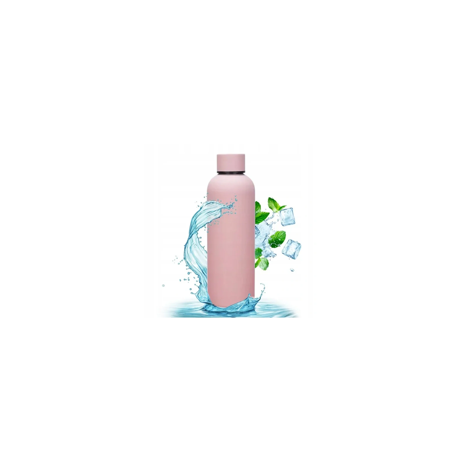 ECARLA bidon ze stali nierdzewnej, butelka termiczna 500ml Brudny Róż BD46R