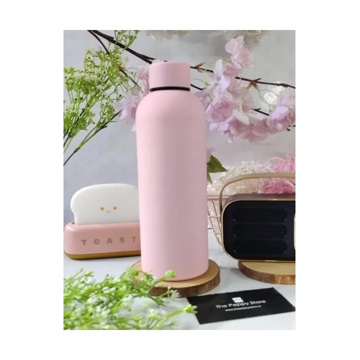 ECARLA bidon ze stali nierdzewnej, butelka termiczna 500ml Brudny Róż BD46R
