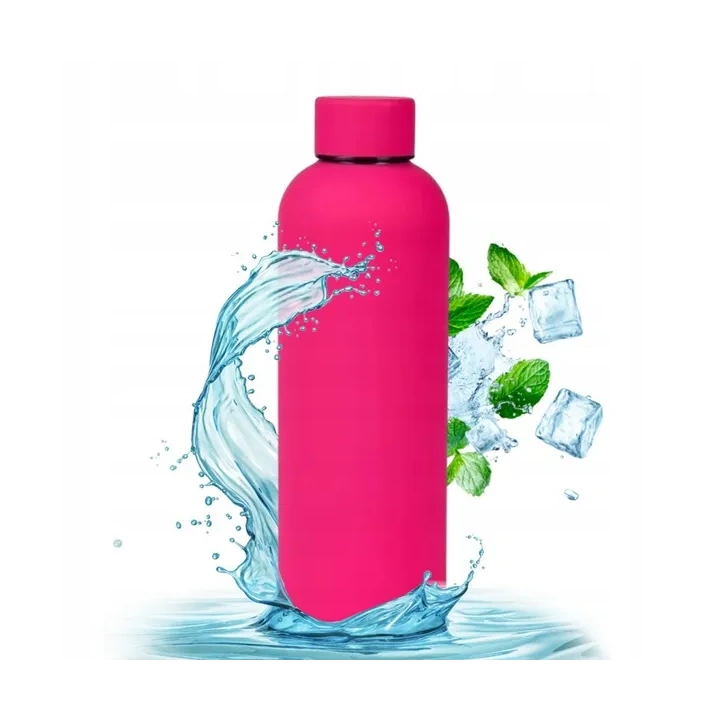 ECARLA bidon ze stali nierdzewnej, butelka termiczna 500ml Fuksja BD46F