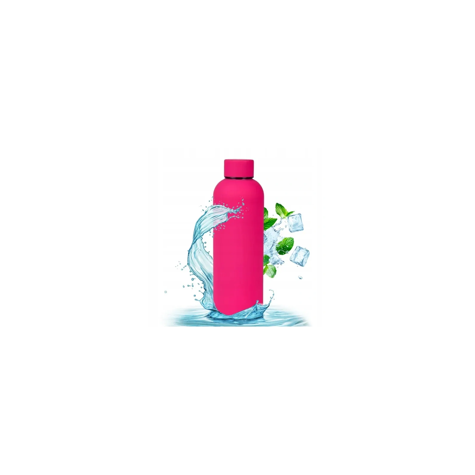 ECARLA bidon ze stali nierdzewnej, butelka termiczna 500ml Fuksja BD46F