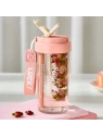 ECARLA bidon na wodę z koszyczkiem i słomką 600ml Luck! Różowy BD32R 