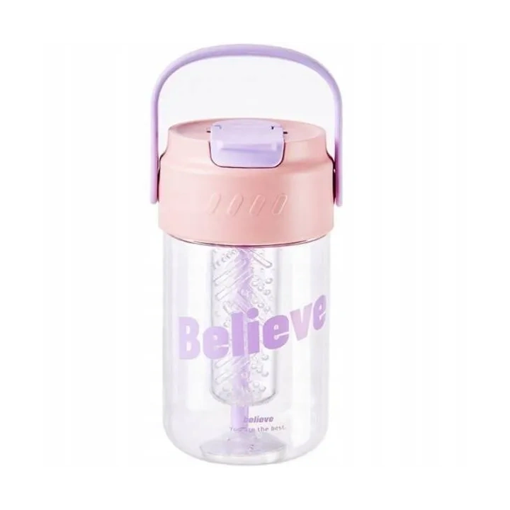 ECARLA butelka na wodę z koszyczkiem i słomką 600ml Believe BD21 