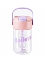 ECARLA butelka na wodę z koszyczkiem i słomką 600ml Believe BD21 