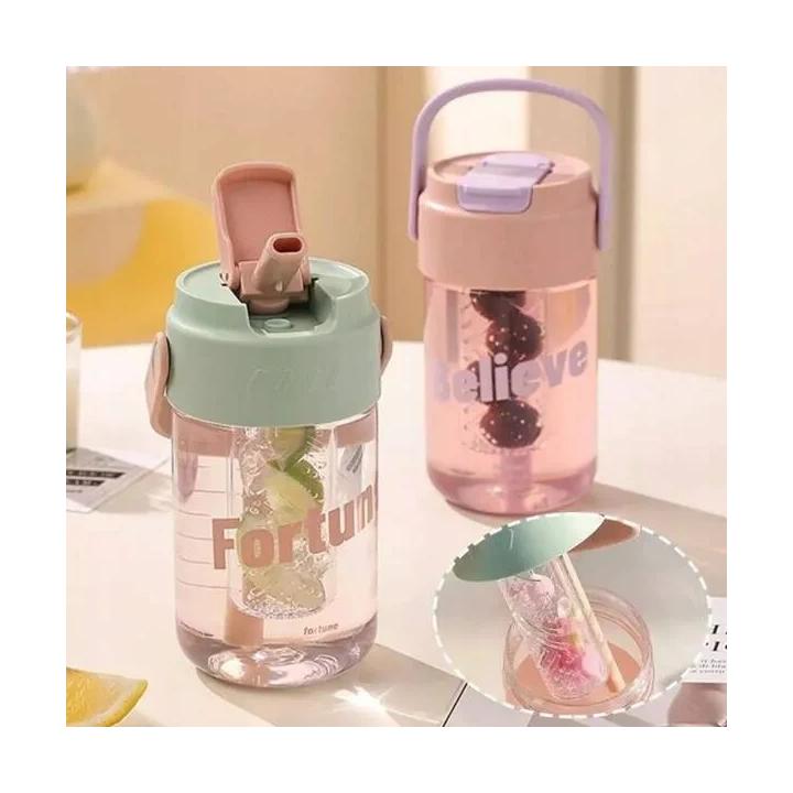 ECARLA butelka na wodę z koszyczkiem i słomką 600ml Fortune BD22 