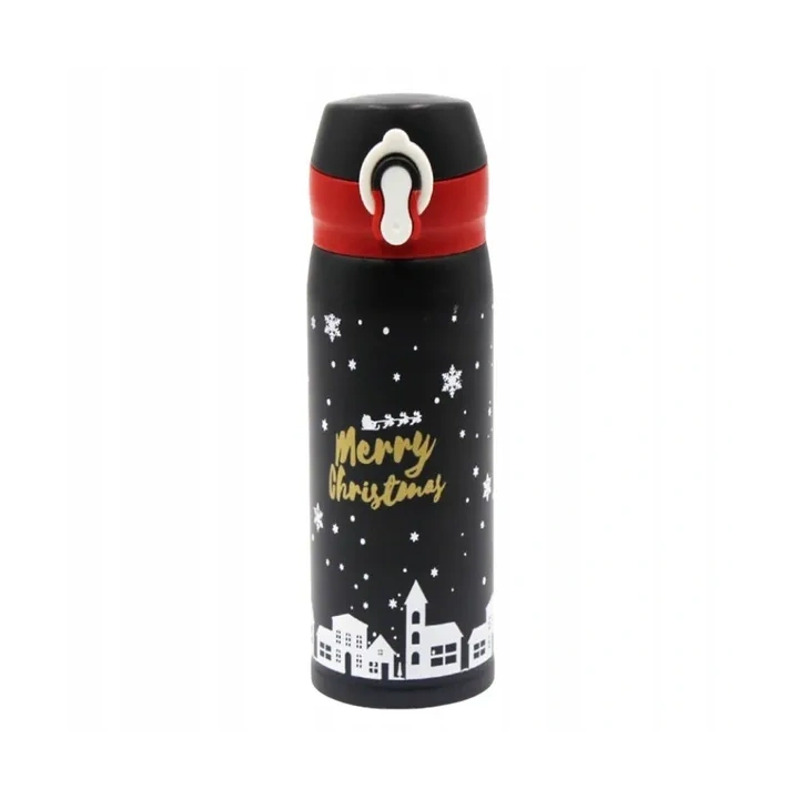 ECARLA bidon termos świąteczny zimowy 500ml Czarny BD39CZ