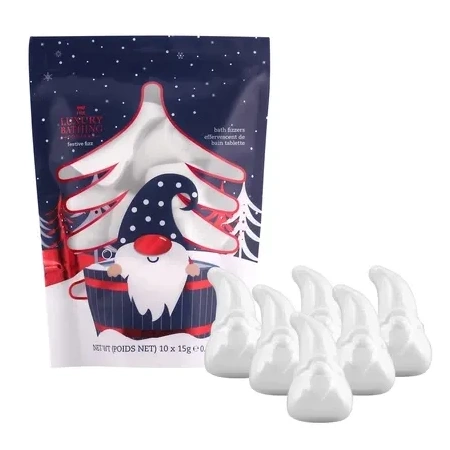 THE LUXURY BATHING Cocoa & Vanilla Swirl musujące kule do kąpieli w kształcie Mikołaja Festive Fiz 10x15g 