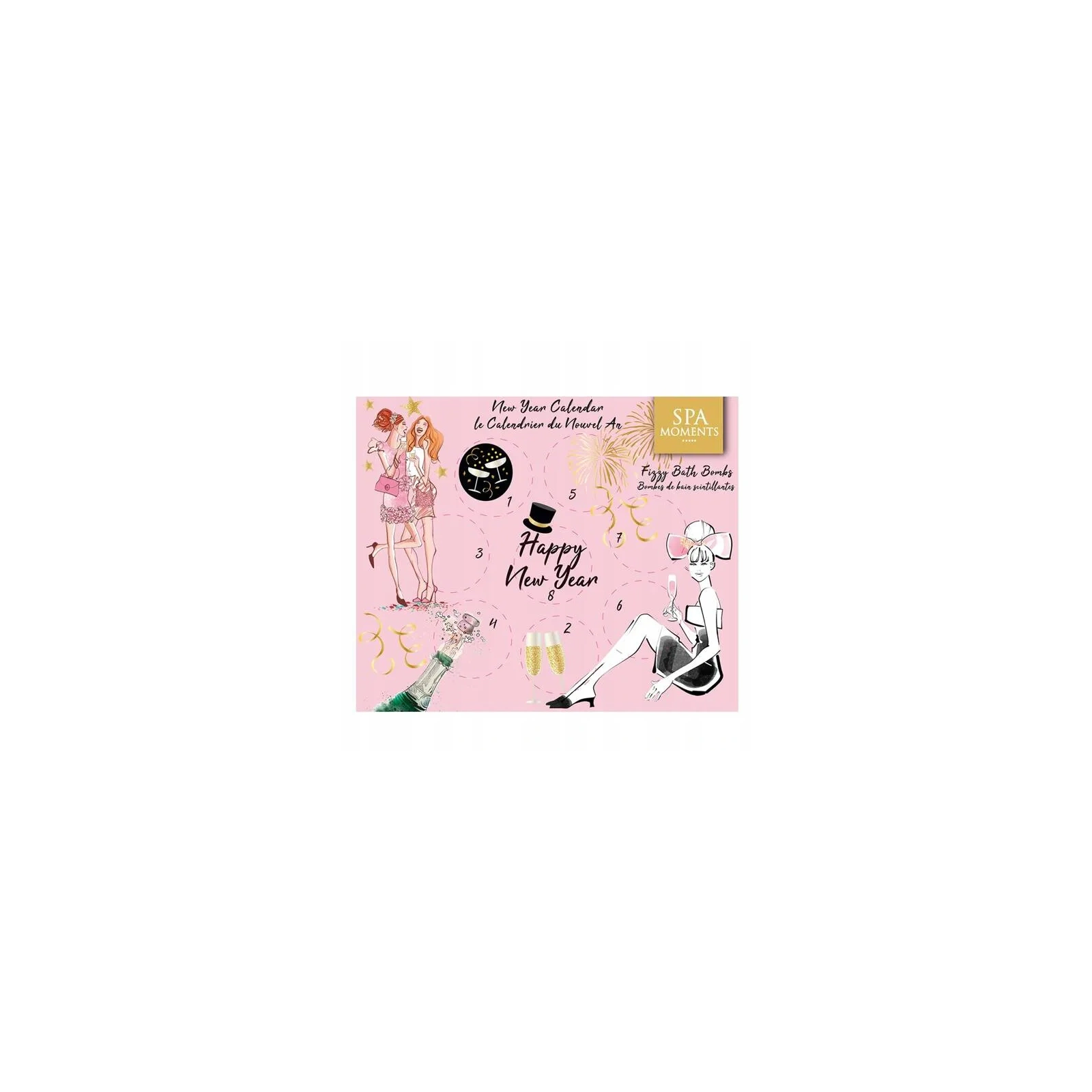 ESTETICA Spa Moments zestaw kule musujące do kąpieli kalendarz sylwestrowy pink prosecco 8szt 