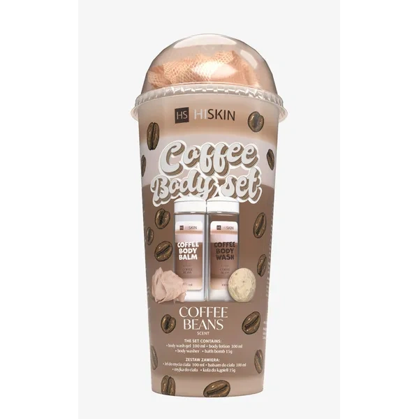 HISKIN Body Set Coffee zestaw kąpielowy [balsam +żel +kulka +myjka] Coffee Beans