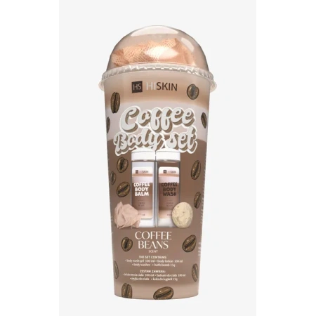 HISKIN Body Set Coffee zestaw kąpielowy [balsam +żel +kulka +myjka] Coffee Beans