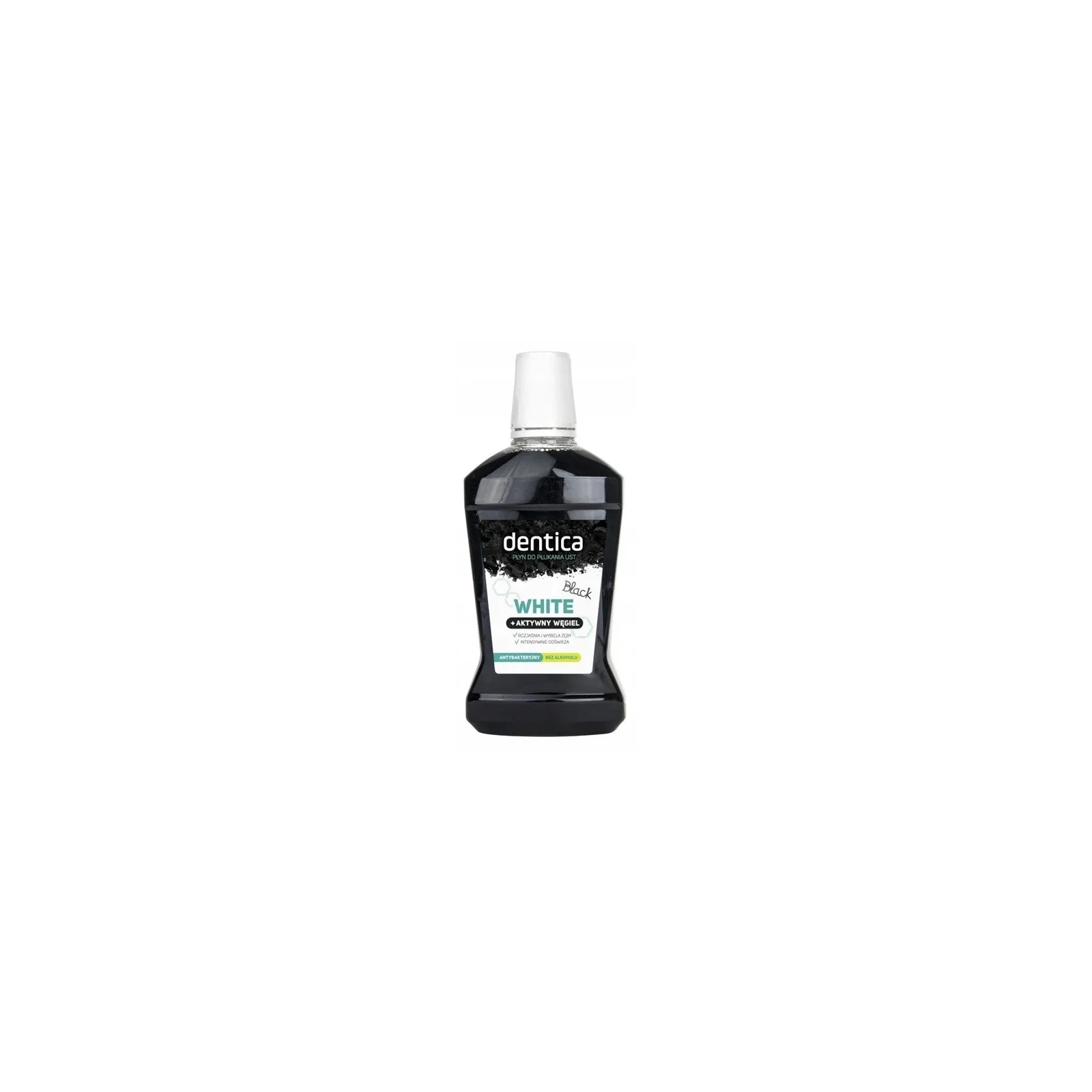 TOŁPA Dentica płyn do płukania jamy ustnej bez alkoholu antybakteryjny White + Aktywny Węgiel 500ml