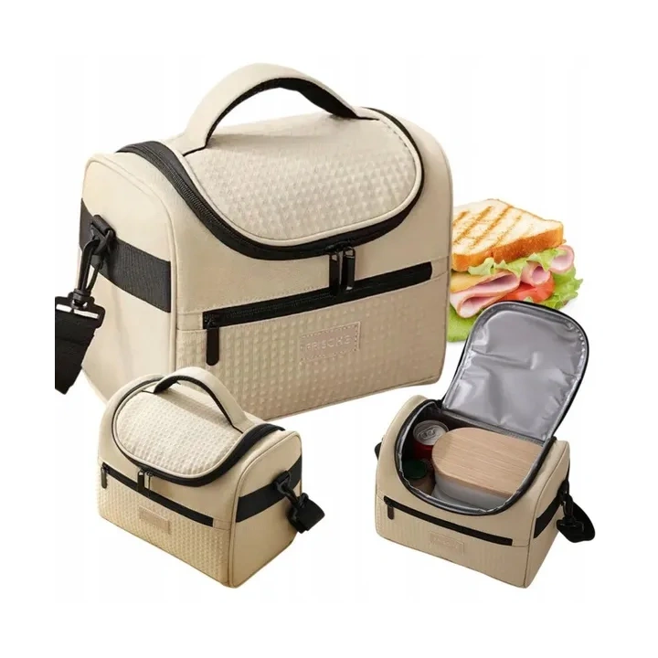 ECARLA torba termiczna piknikowa Lunch Box 25x20,5x16,5cm Beż KP05K