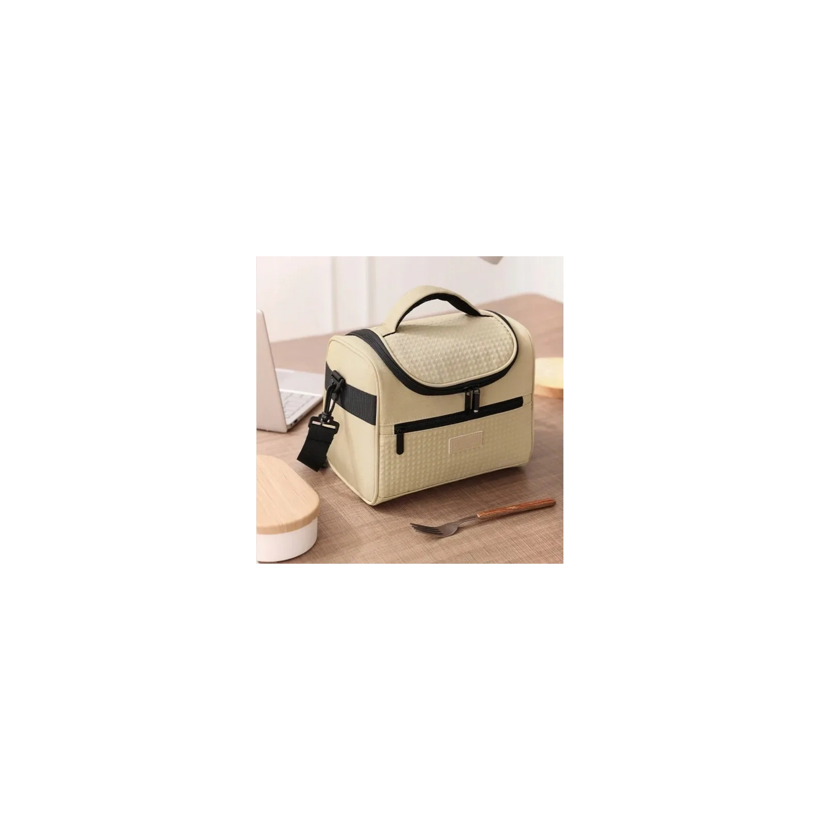 ECARLA torba termiczna piknikowa Lunch Box 25x20,5x16,5cm Beż KP05K