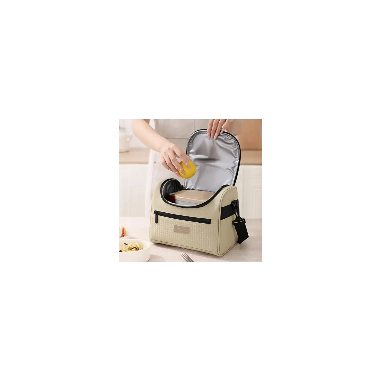 ECARLA torba termiczna piknikowa Lunch Box 25x20,5x16,5cm Beż KP05K