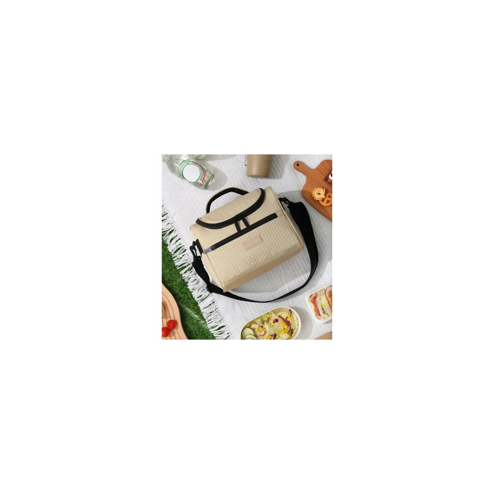 ECARLA torba termiczna piknikowa Lunch Box 25x20,5x16,5cm Beż KP05K