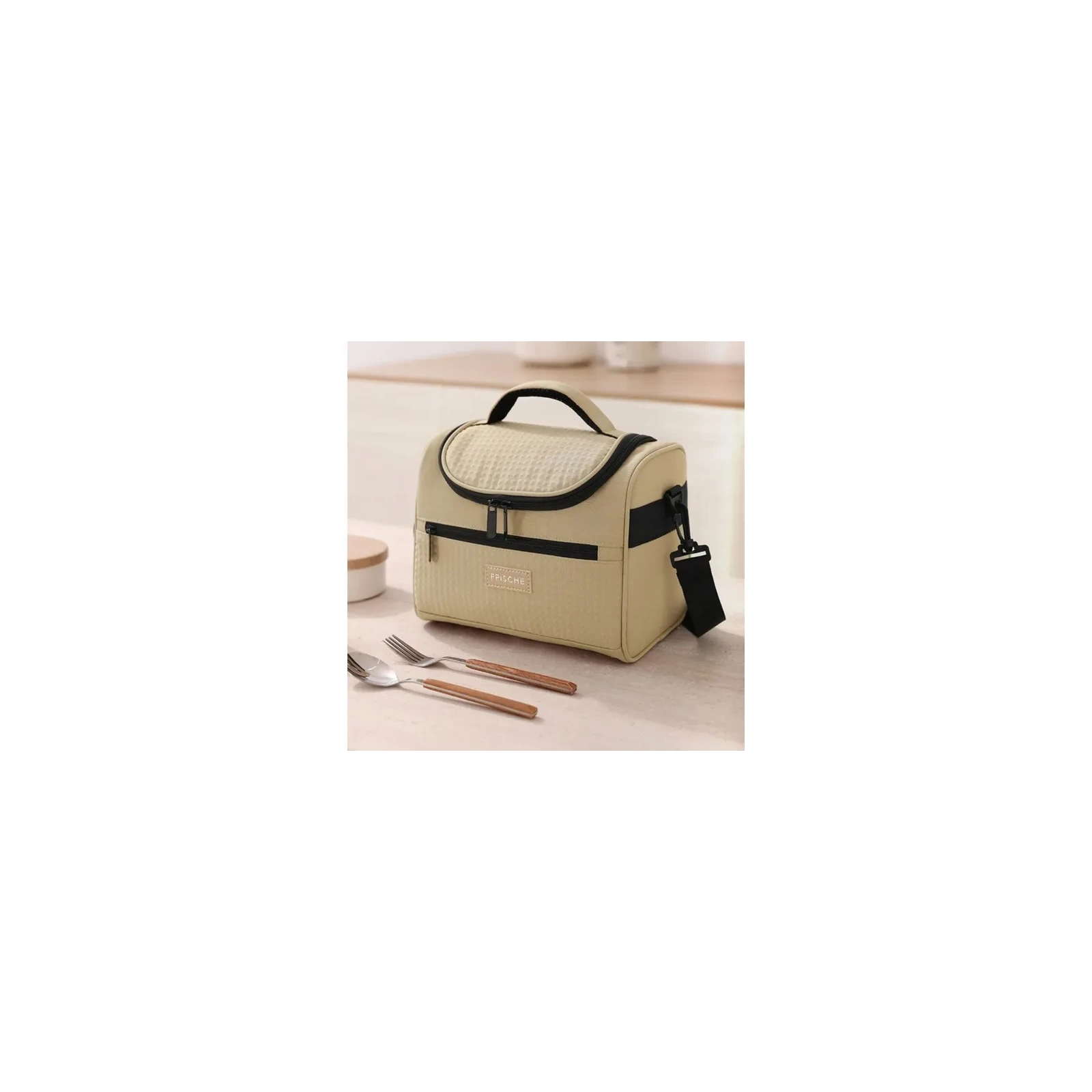 ECARLA torba termiczna piknikowa Lunch Box 25x20,5x16,5cm Beż KP05K