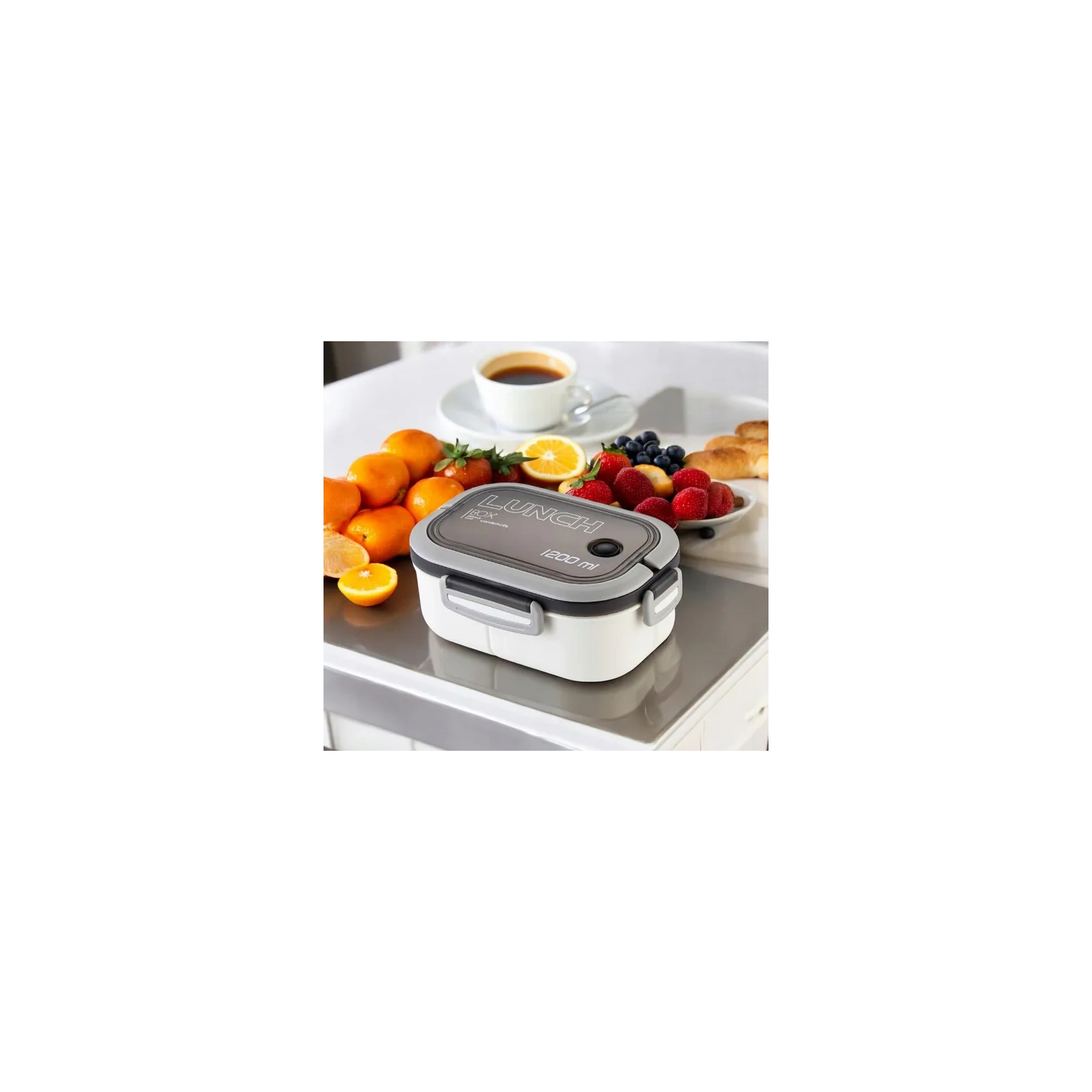 ECARLA Lunch Box śniadaniówka ze sztućcami 21x14,5x8cm Biały PJM44B