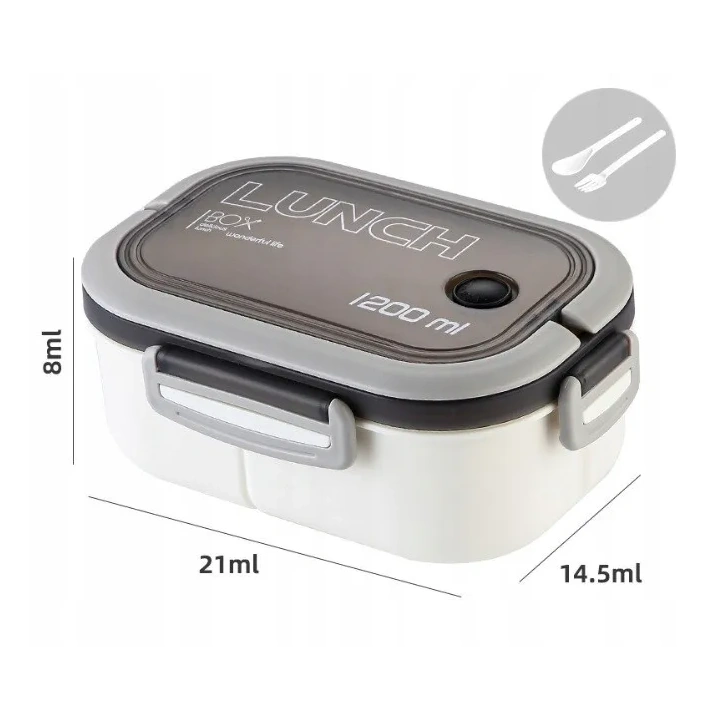 ECARLA Lunch Box śniadaniówka ze sztućcami 21x14,5x8cm Biały PJM44B