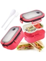 ECARLA Lunch Box śniadaniówka ze sztućcami 21x14,5x8cm Fuksja PJM44F