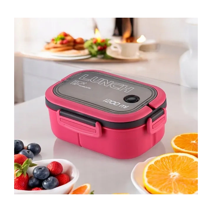 ECARLA Lunch Box śniadaniówka ze sztućcami 21x14,5x8cm Fuksja PJM44F