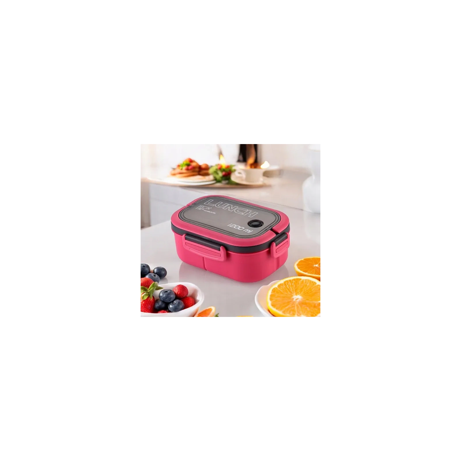 ECARLA Lunch Box śniadaniówka ze sztućcami 21x14,5x8cm Fuksja PJM44F