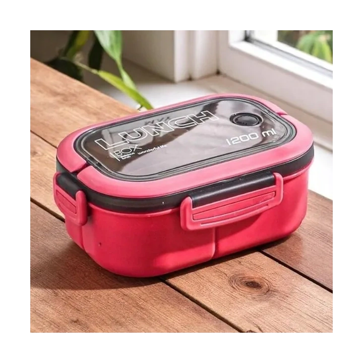 ECARLA Lunch Box śniadaniówka ze sztućcami 21x14,5x8cm Fuksja PJM44F