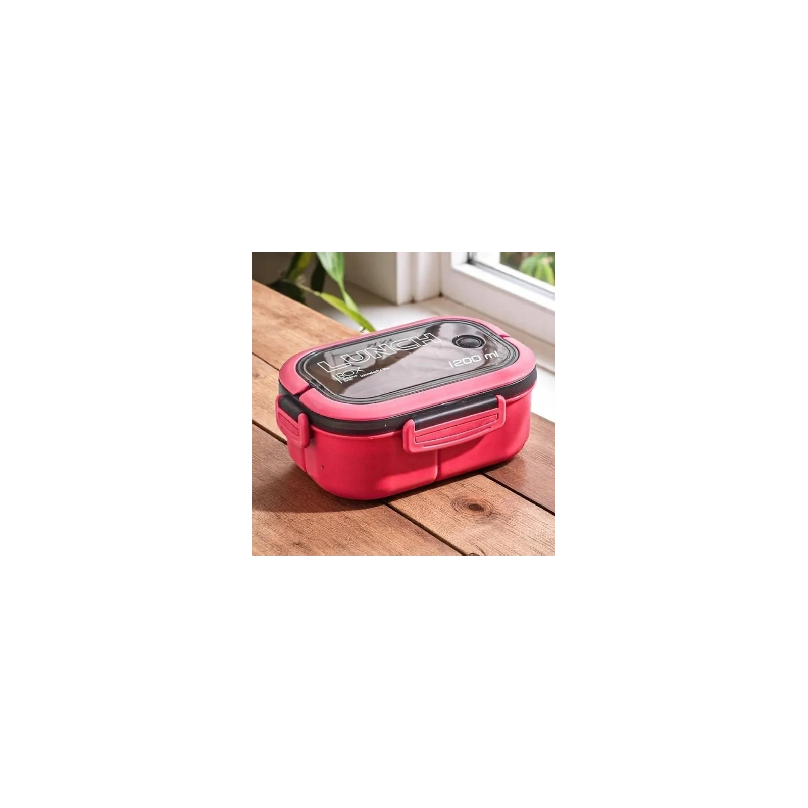 ECARLA Lunch Box śniadaniówka ze sztućcami 21x14,5x8cm Fuksja PJM44F