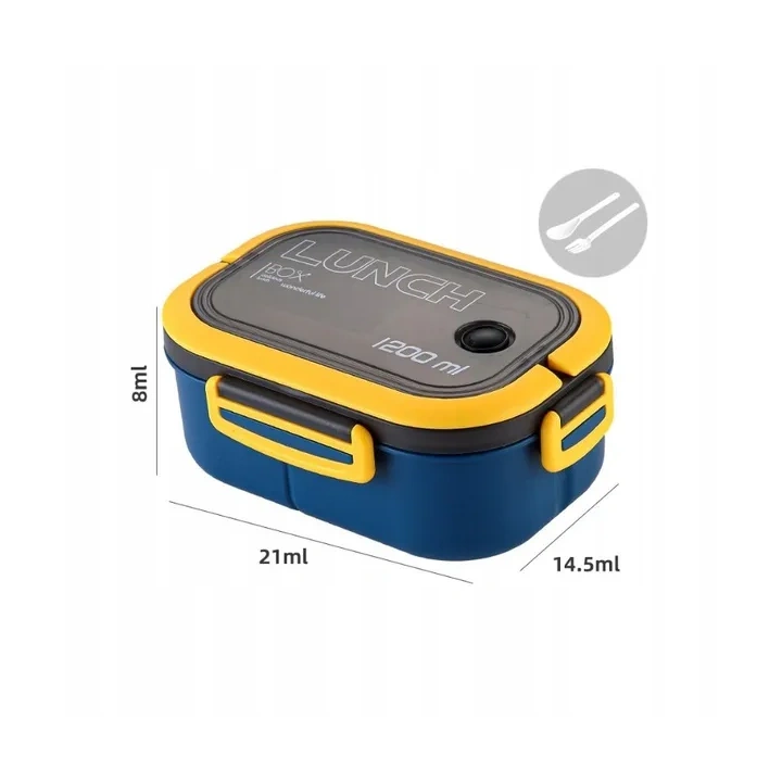 ECARLA Lunch Box śniadaniówka ze sztućcami 21x14,5x8cm Granat PJM44GRAN