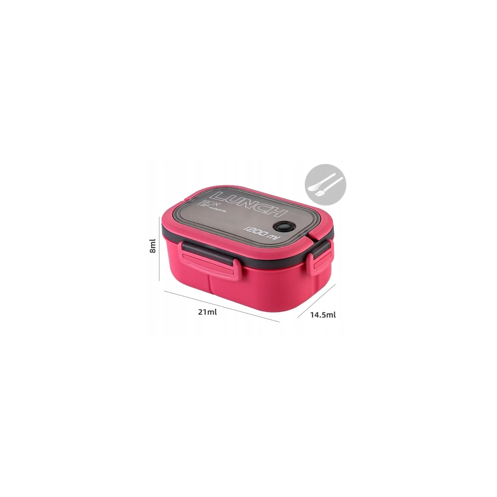 ECARLA Lunch Box śniadaniówka ze sztućcami 21x14,5x8cm Fuksja PJM44F