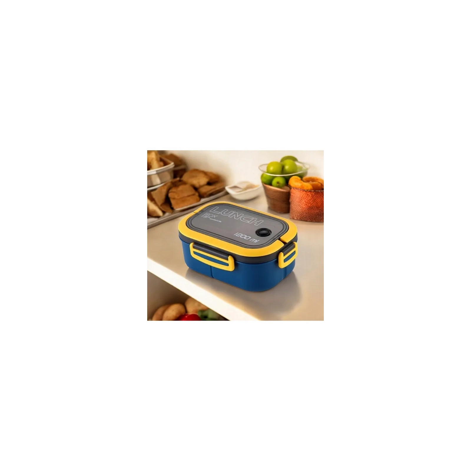 ECARLA Lunch Box śniadaniówka ze sztućcami 21x14,5x8cm Granat PJM44GRAN