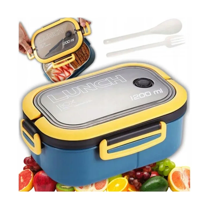 ECARLA Lunch Box śniadaniówka ze sztućcami 21x14,5x8cm Granat PJM44GRAN