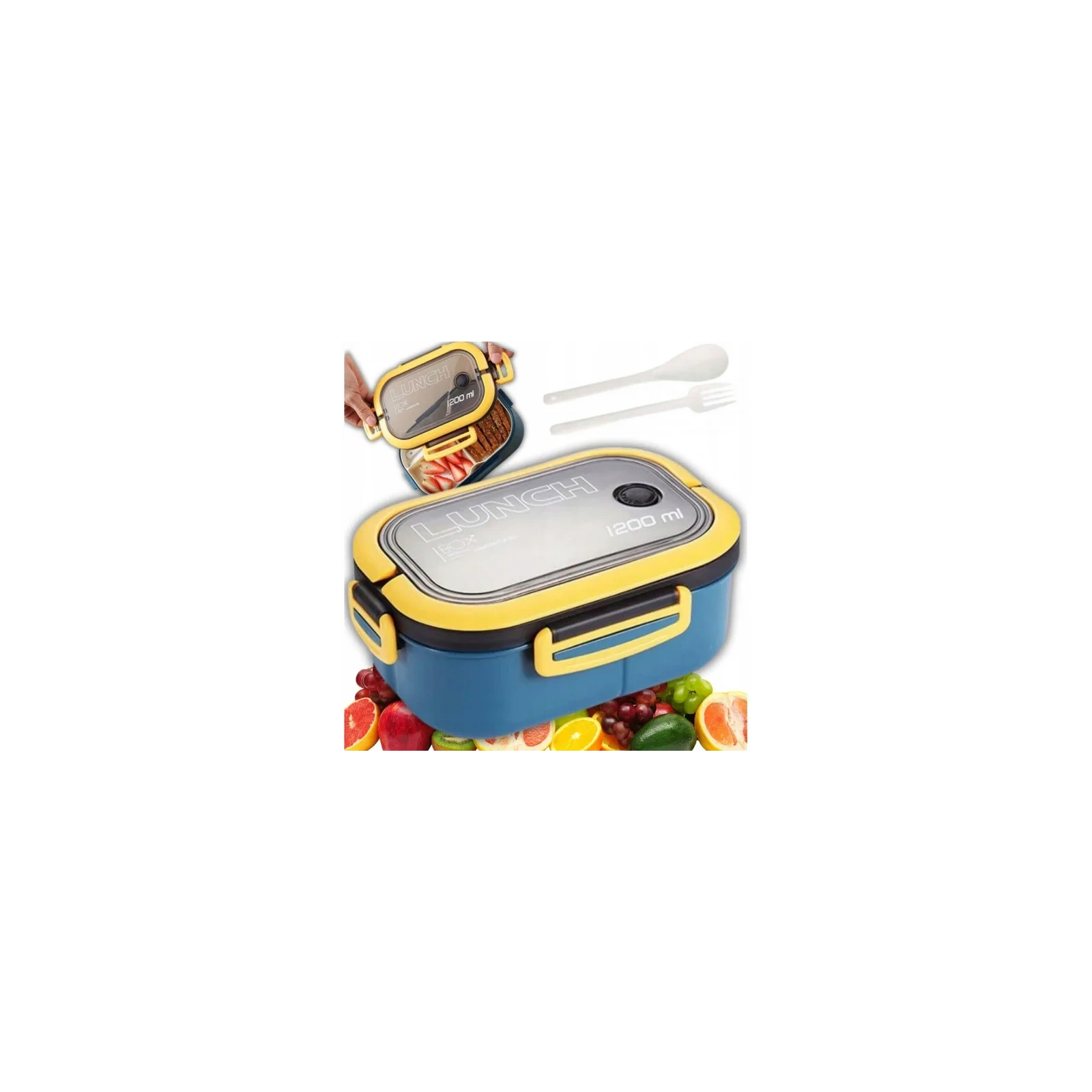 ECARLA Lunch Box śniadaniówka ze sztućcami 21x14,5x8cm Granat PJM44GRAN