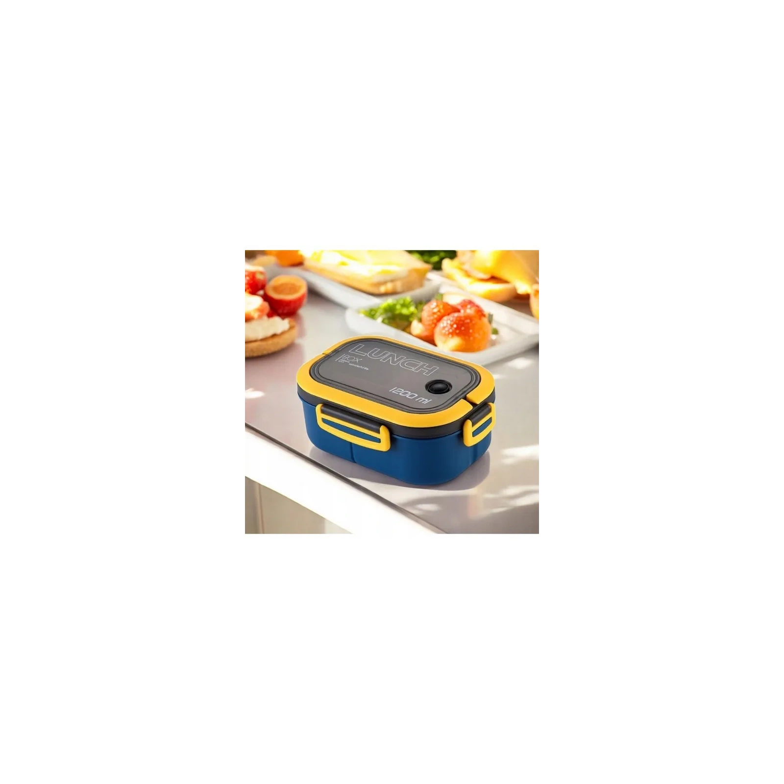 ECARLA Lunch Box śniadaniówka ze sztućcami 21x14,5x8cm Granat PJM44GRAN