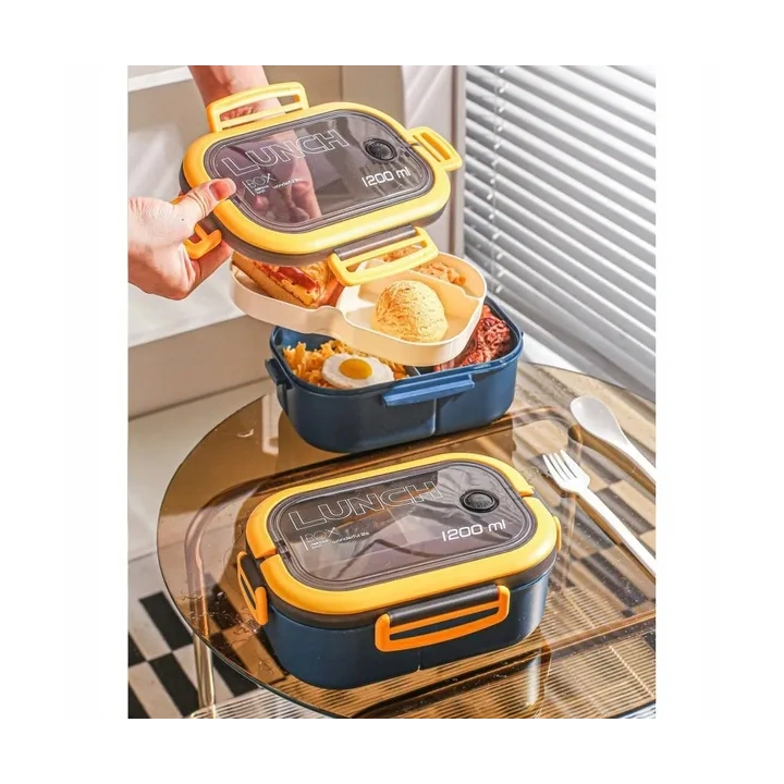 ECARLA Lunch Box śniadaniówka ze sztućcami 21x14,5x8cm Granat PJM44GRAN
