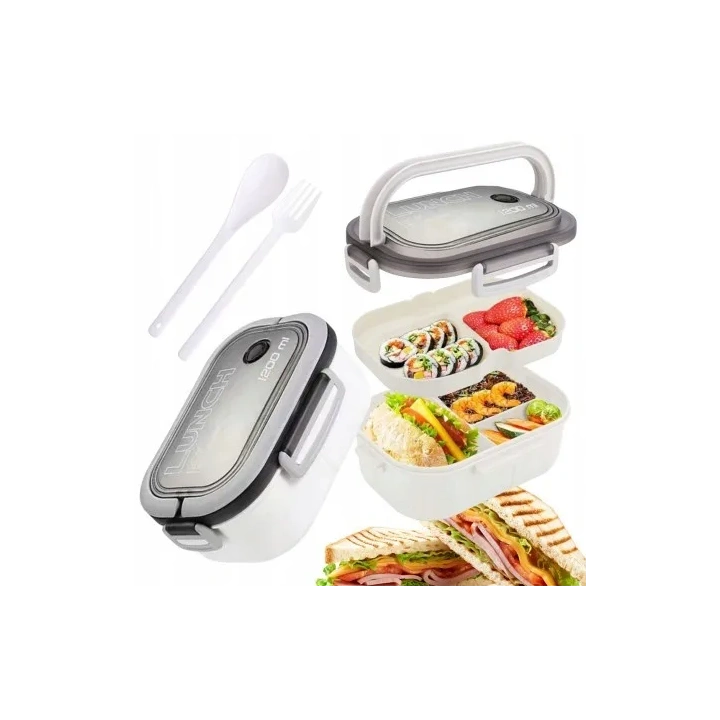 ECARLA Lunch Box śniadaniówka ze sztućcami 21x14,5x8cm Granat PJM44GRAN