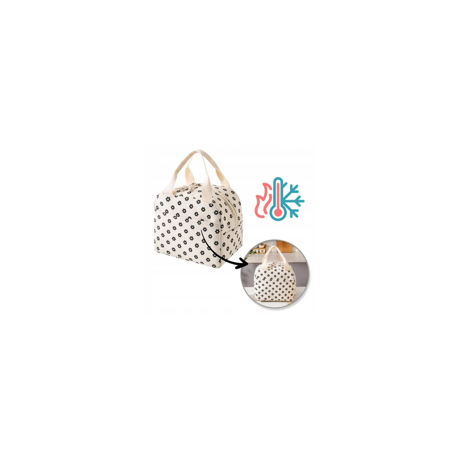 ECARLA torba termiczna piknikowa Lunch Box 26x21x18cm Stokrotki PJM45 