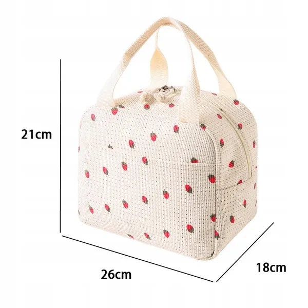 ECARLA torba termiczna piknikowa Lunch Box 26x21x18cm Truskawki PJM42 