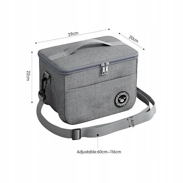ECARLA torba termiczna piknikowa Lunch Box 29x20x21cm Szara KP04SZ 