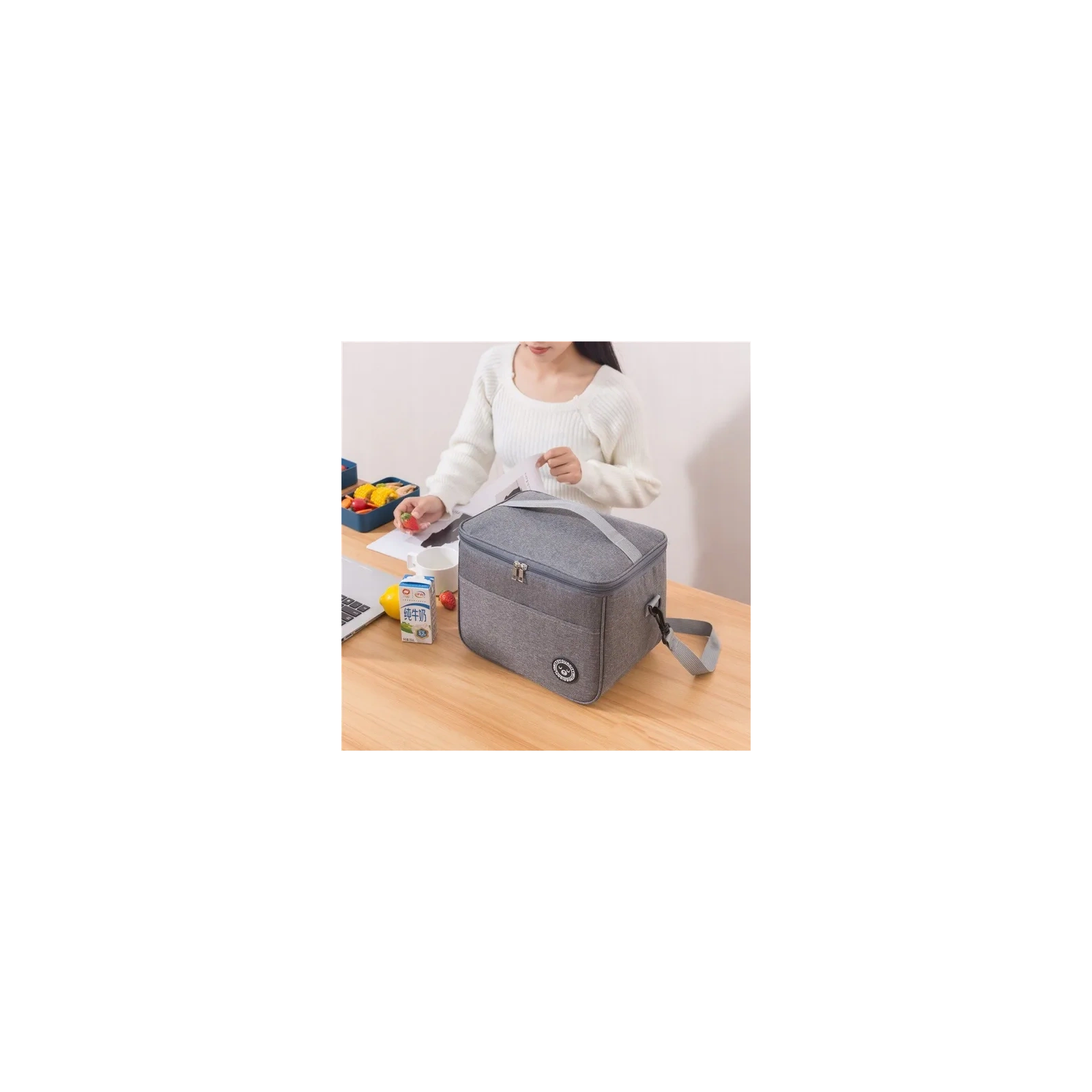 ECARLA torba termiczna piknikowa Lunch Box 29x20x21cm Szara KP04SZ 
